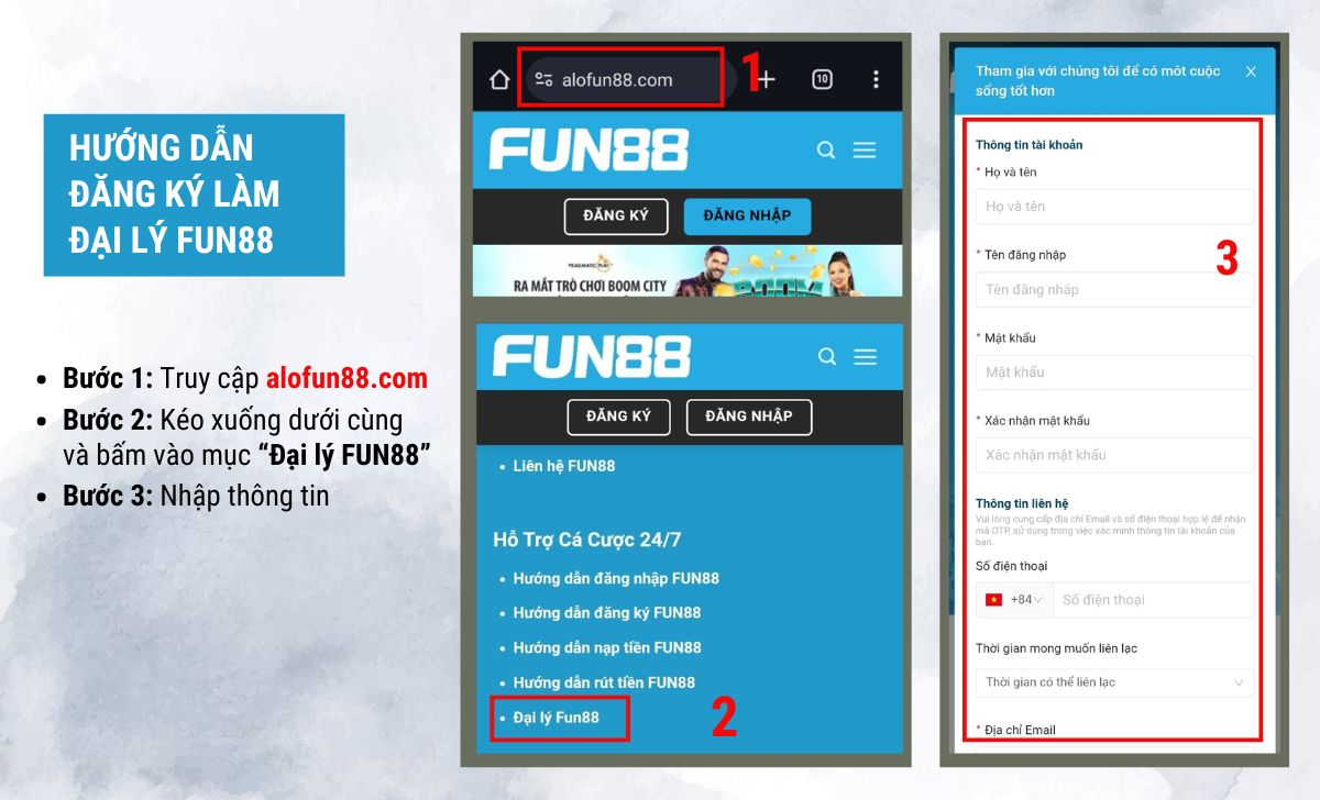 Hướng dẫn đăng ký làm đại lý FUN88