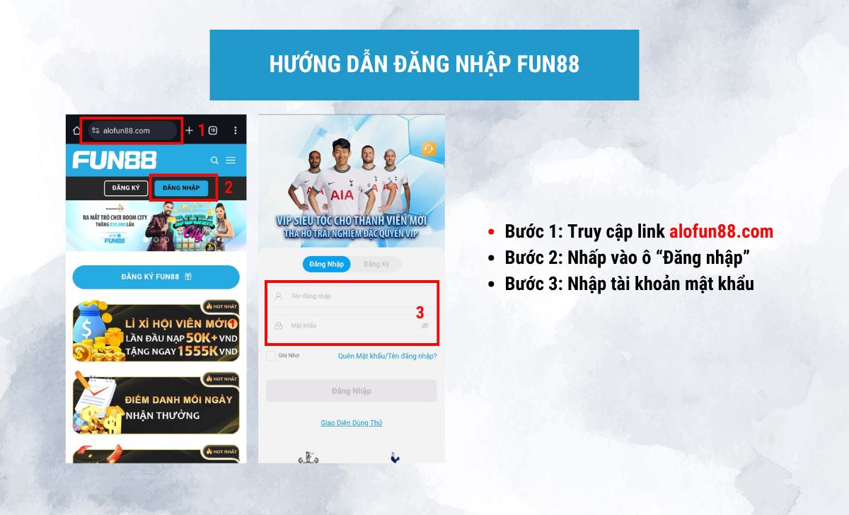 Hướng dẫn đăng nhập FUN88 com đơn giản